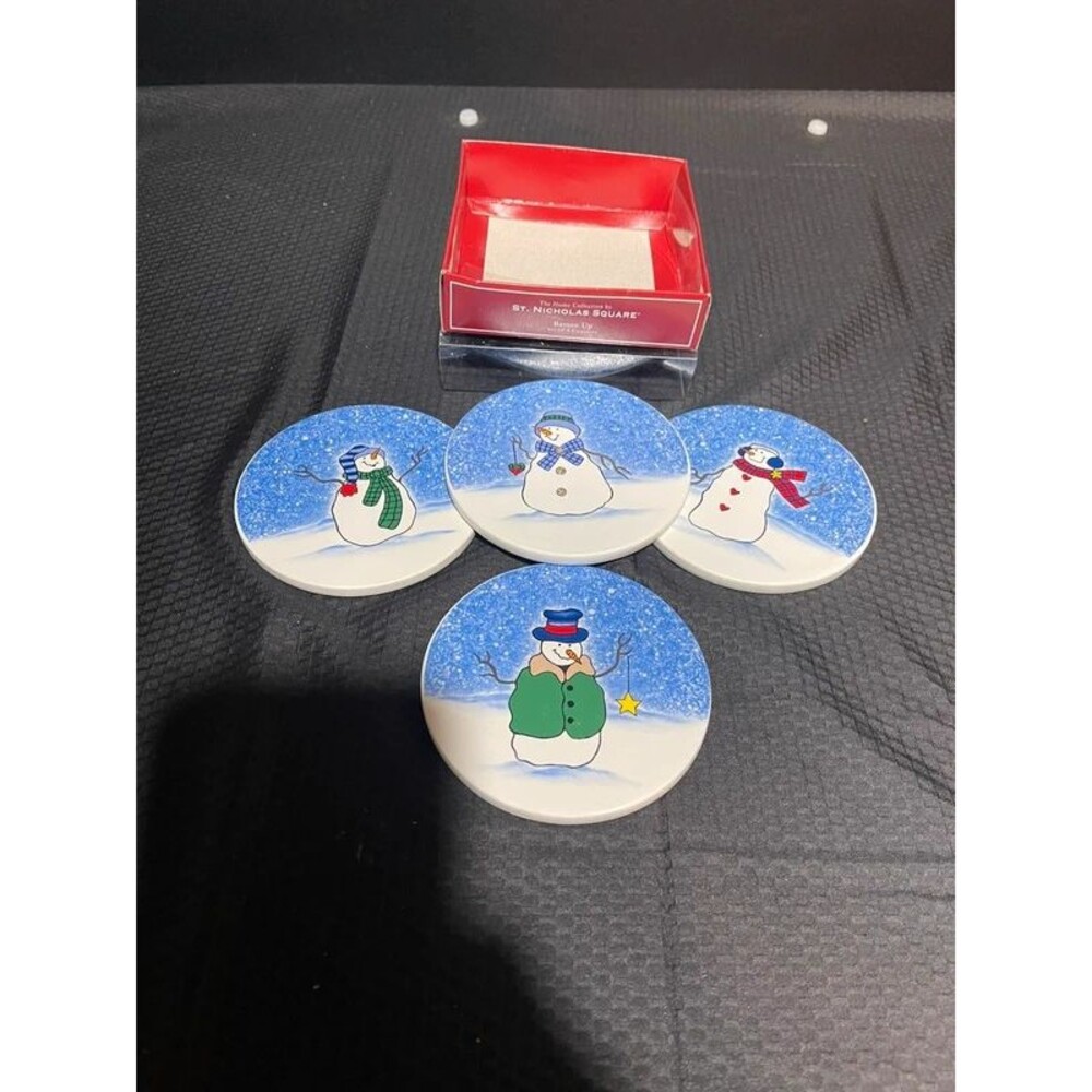 4 Snowman Coasters great colors and can be displayed all winter